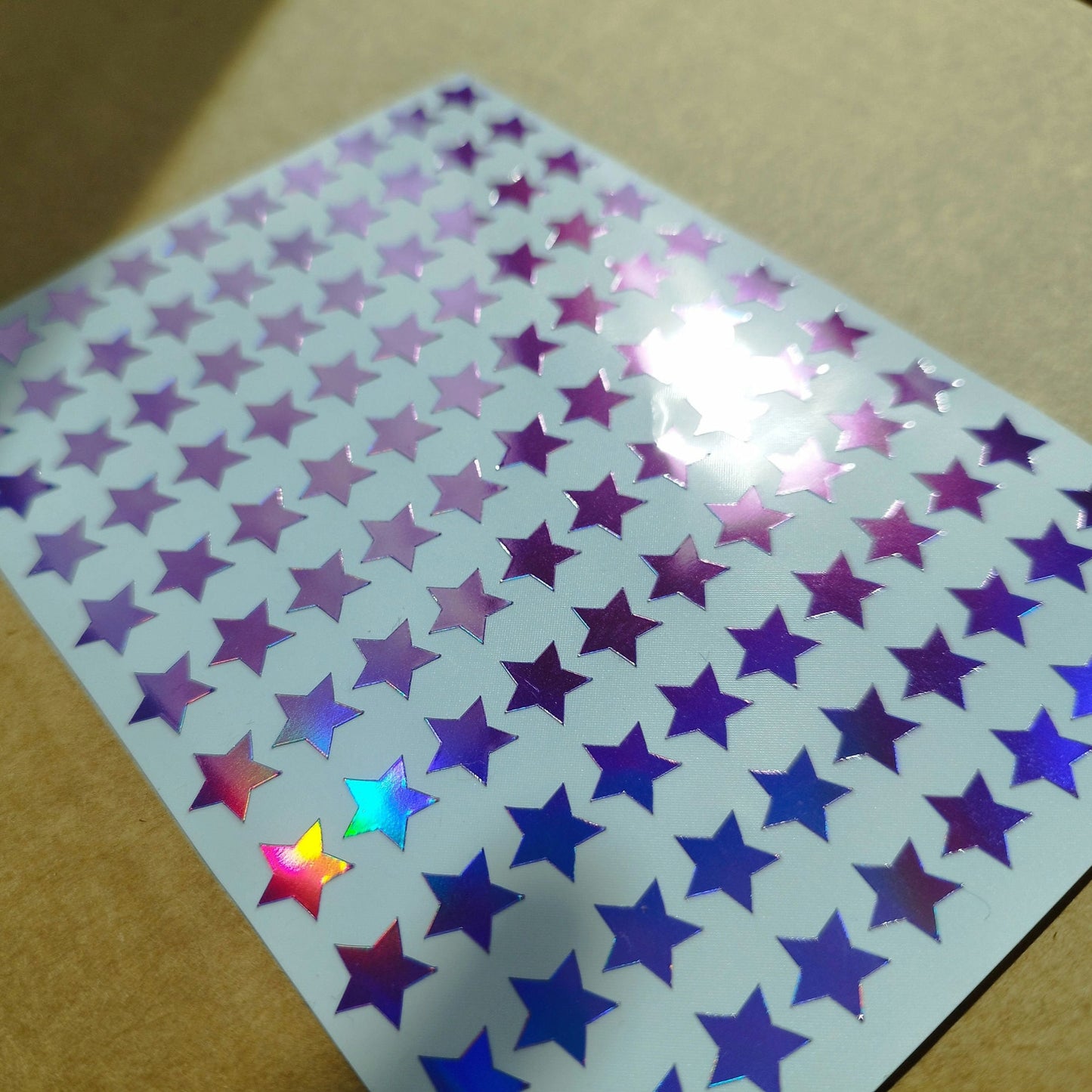 Purple Holographic Star Stickers