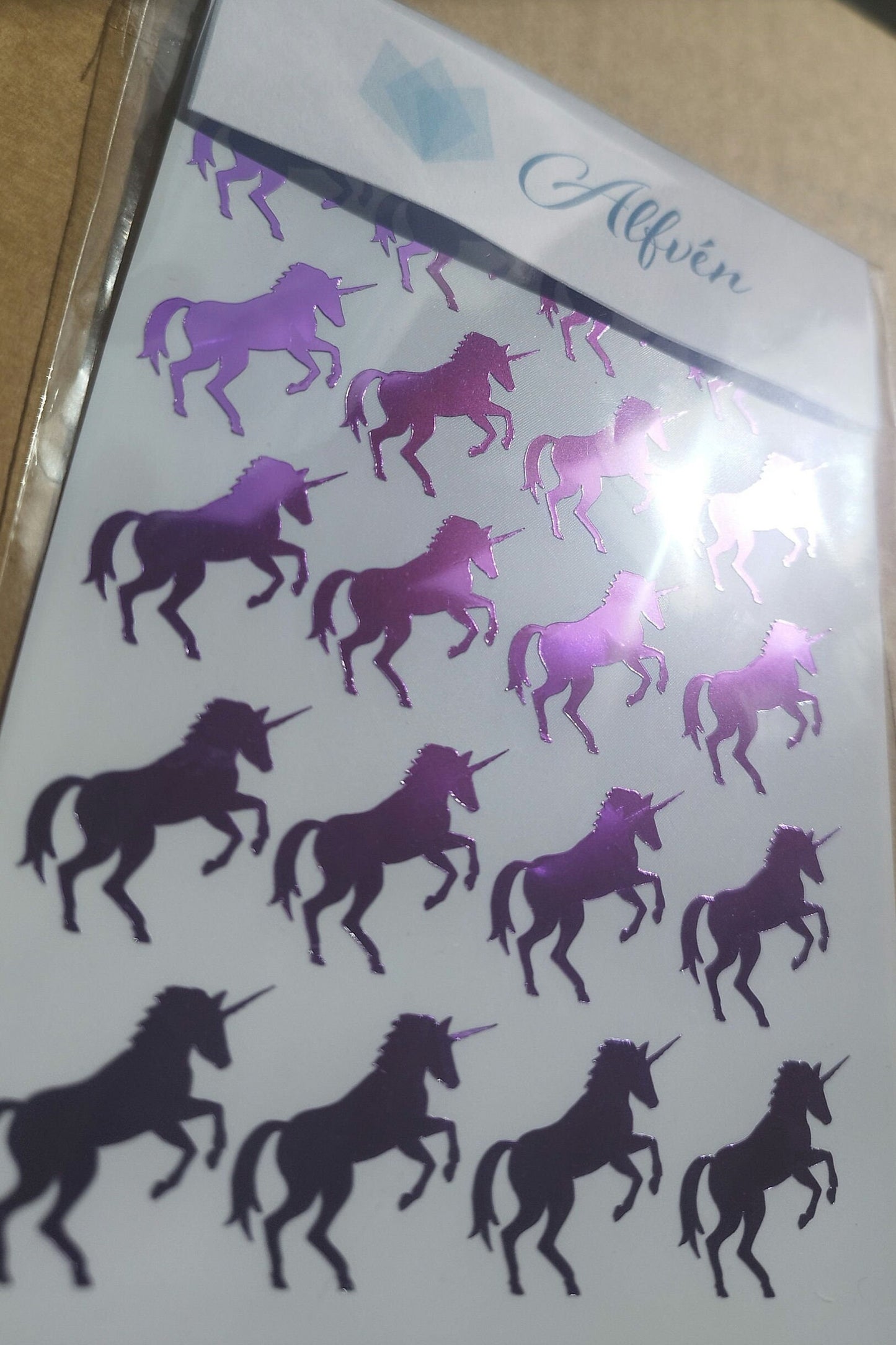 Purple Chrome Unicorn Stickers