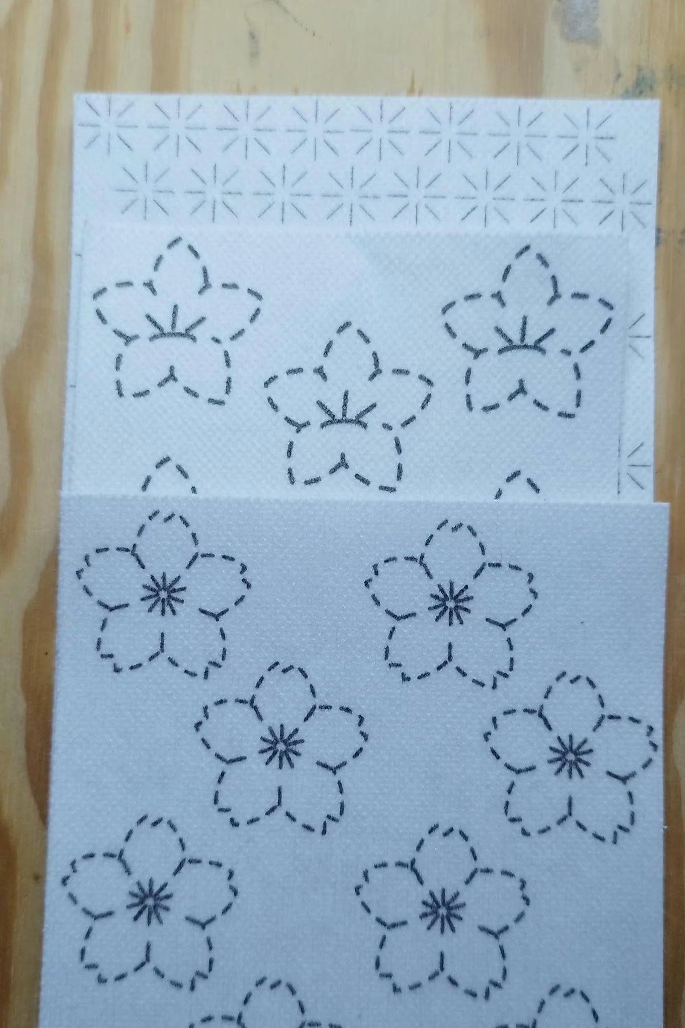 Washable Sashiko  Cherry Blossom and Japanese Bell Flower Transfers | Removable Visible Mending Transfers