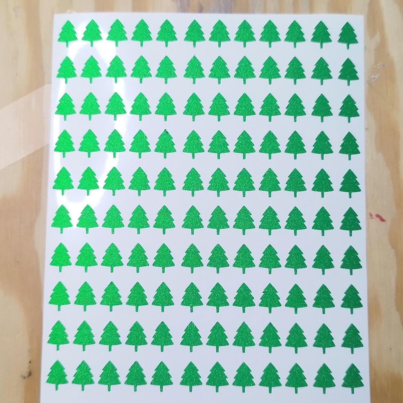 Frosted Green Glitter Christmas Tree Stickers