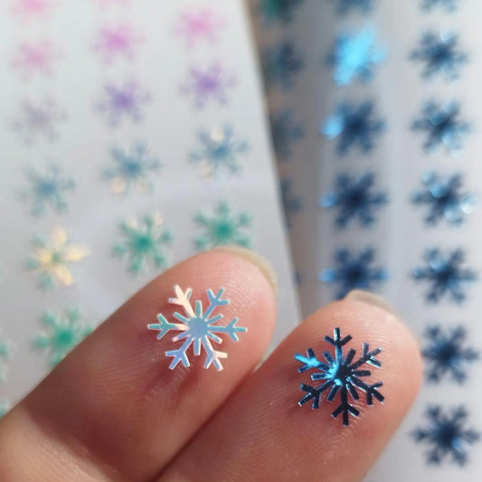 100 Blue and Opal Snowflake Stickers