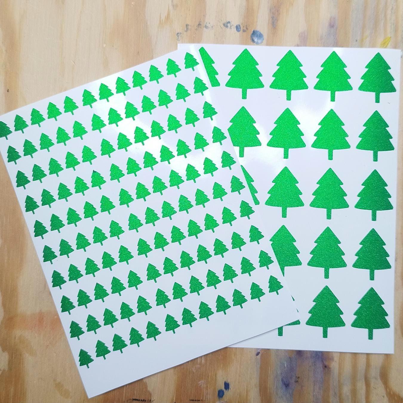 Frosted Green Glitter Christmas Tree Stickers