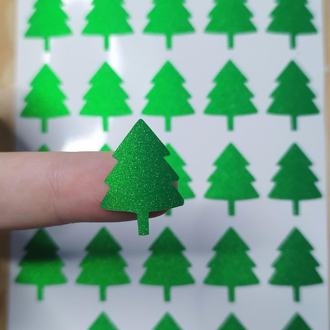 Frosted Green Glitter Christmas Tree Stickers