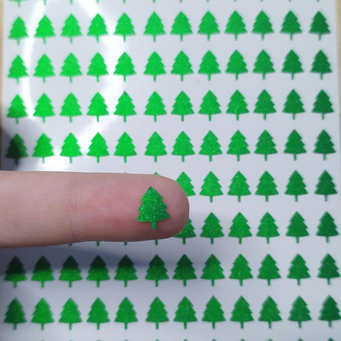 Frosted Green Glitter Christmas Tree Stickers