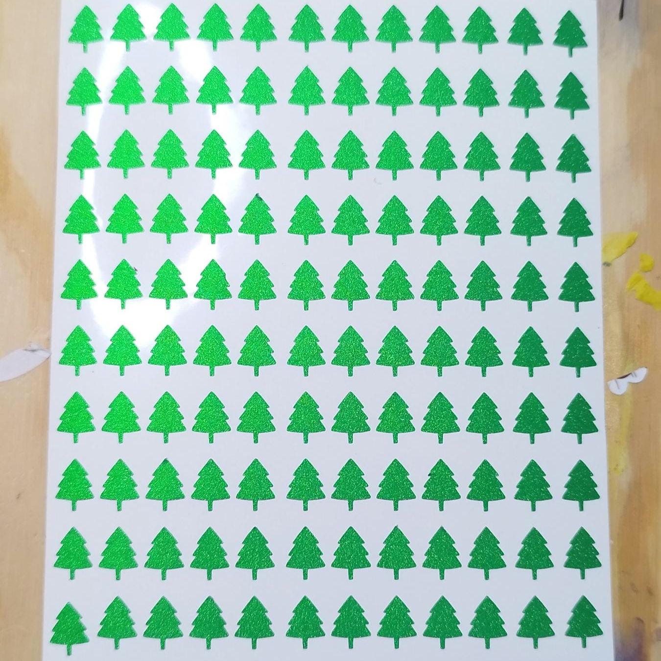 Frosted Green Glitter Christmas Tree Stickers