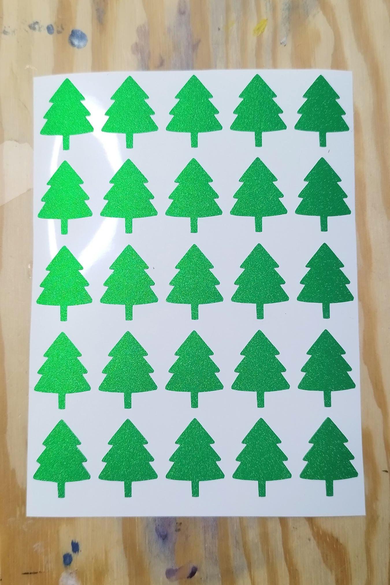 Frosted Green Glitter Christmas Tree Stickers