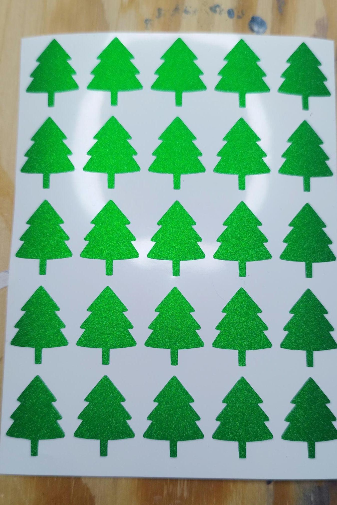 Frosted Green Glitter Christmas Tree Stickers