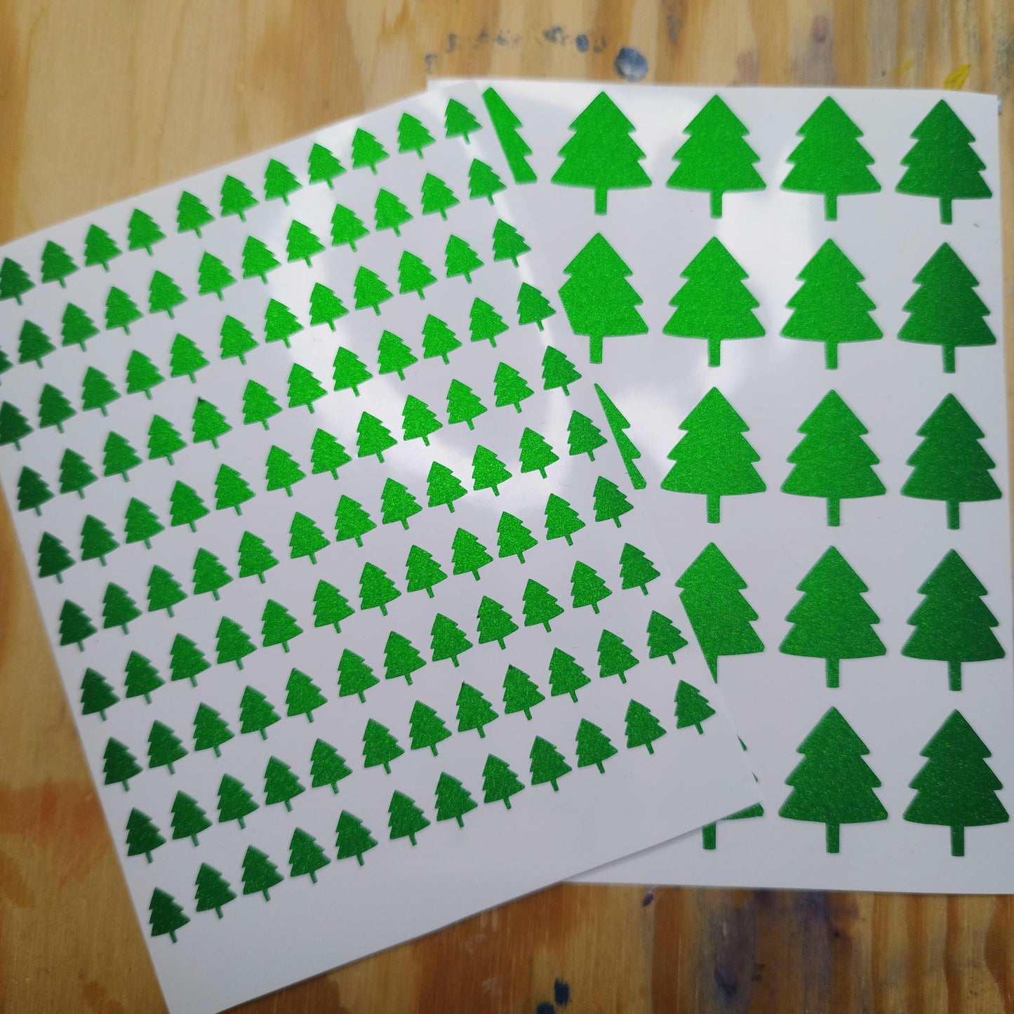 Frosted Green Glitter Christmas Tree Stickers