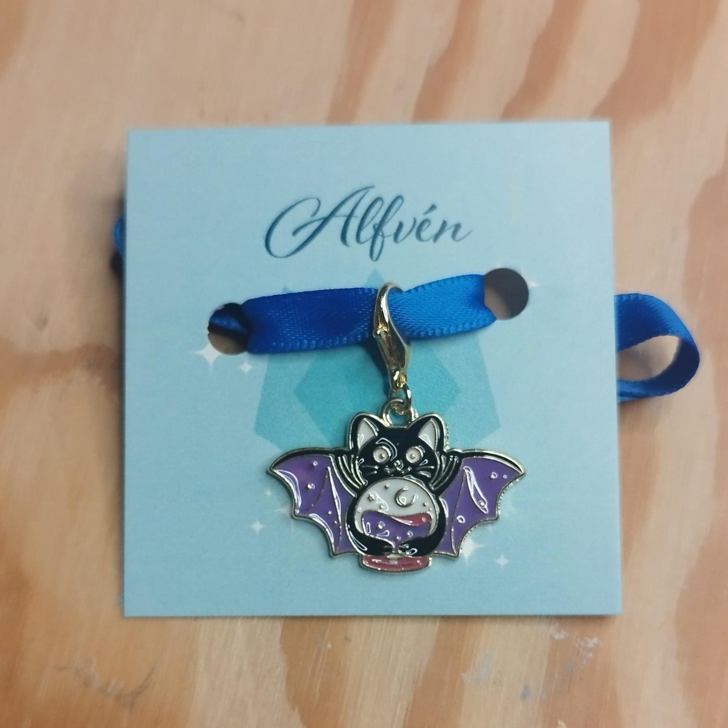 Bat Cat with Crystal Ball Stitch Marker