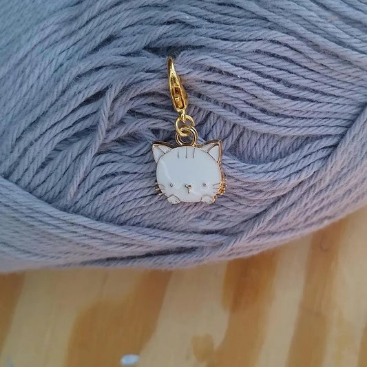 White Cat Face Stitch Marker