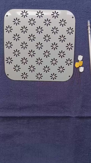 2 min video showing using the hanazashi flower stitch stencil
