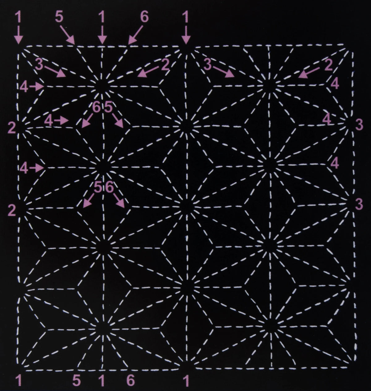 Asa no ha (Hemp Leaf) Sashiko Stencil by SewEasy 6"